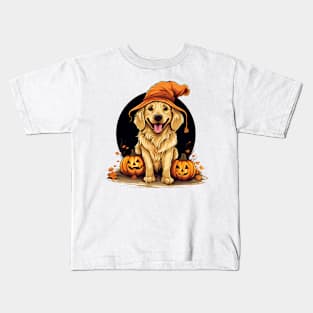 Halloween Golden Retriever Dog #1 Kids T-Shirt